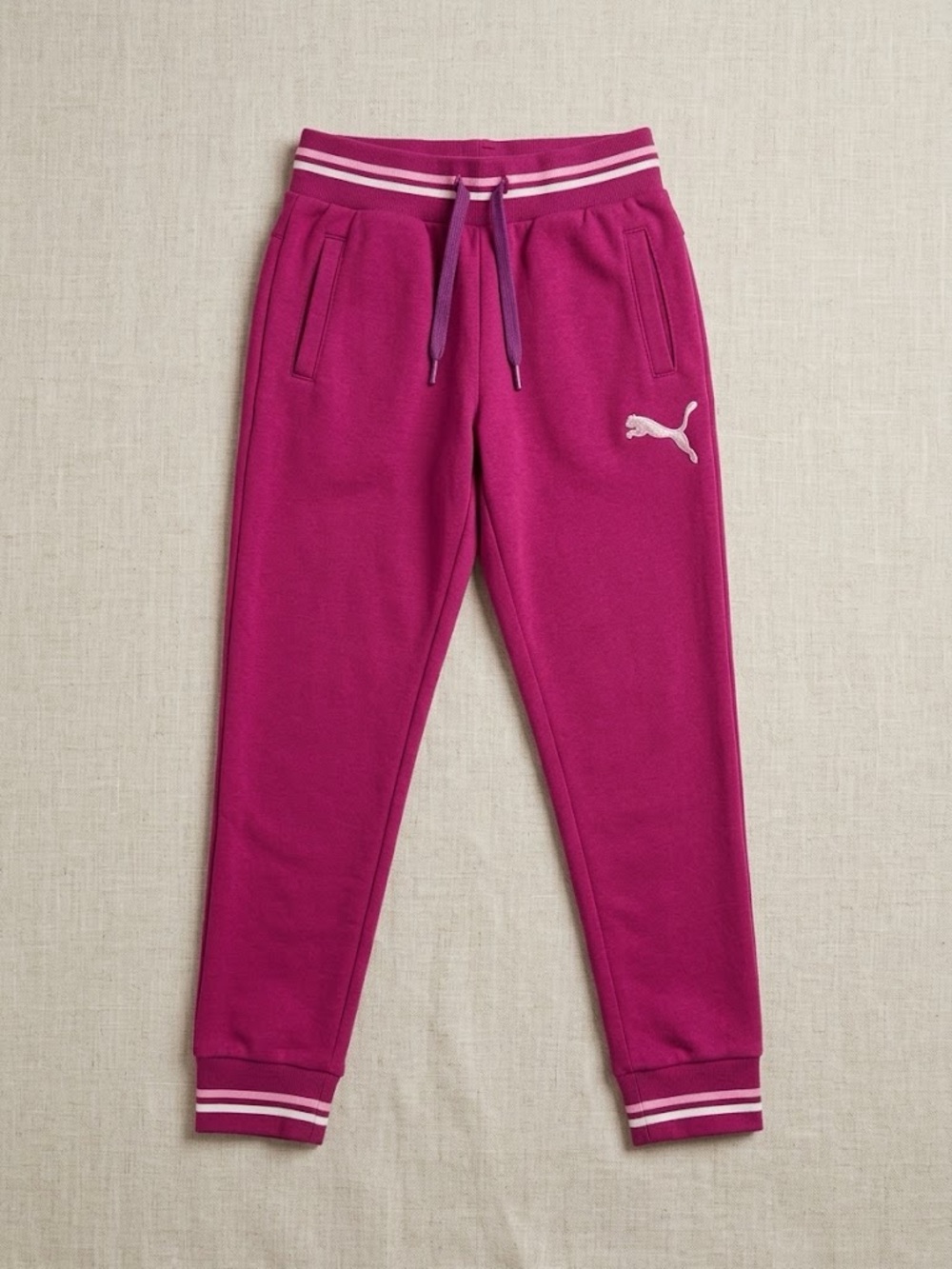 NWT PUMA Girls Fleece Jogger Pink Girls Large (12)